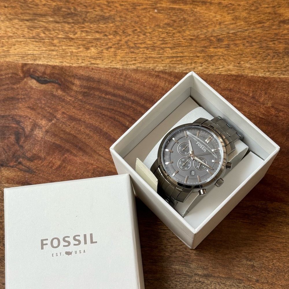 NWT - Fossil BQ1282 Gray Steel Date Watch